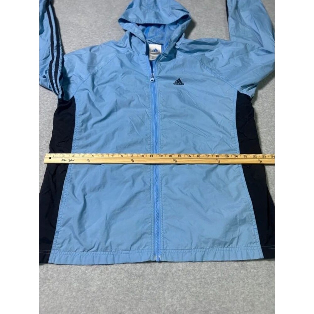 Adidas Light Blue & Navy Full Zip Hooded Windbreaker Jacket - Size XL - Picture 7 of 7